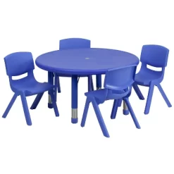 Emma And Oliver 33" Round Plastic Height Adjustable Activity Table Set With 4 Chairs -Northlight Store GUEST b4bff596 55e6 4b65 a3a1 9e18f9bf47f5