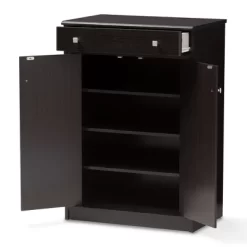 Dariell Modern And Contemporary Finished Shoe Cabinet Dark Brown - Baxton Studio