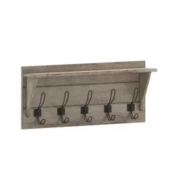 Emma And Oliver Rustic Country Wall Mounted Entryway Shelf With 5 Rustic Hooks And Wood Construction -Northlight Store GUEST b6c20852 c257 4b32 a416 cec9c0cc9e29