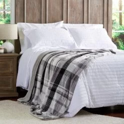 Plaid Faux Fur Throw Blanket- Luxurious, Soft, Hypoallergenic Plaid Printed Flannel Blanket, 60"x70" By Hastings Home (Grey) -Northlight Store GUEST b6e3aa76 5604 4299 a0ca b5f06feb3f82