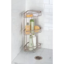 3 Tier York Lyra Shower Shelf Matte Silver - IDESIGN