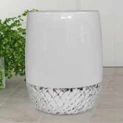 Small Round Plastic Vintage Bathroom Wastebasket - Nu Steel
