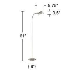 360 Lighting Modern Task Floor Lamp With USB Charging Port 61" Tall Satin Nickel Adjustable Gooseneck Arm For Living Room Reading -Northlight Store GUEST b816dd9a 5ee9 41ca b5c7 d5cc39357a9e
