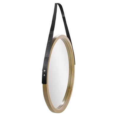 Northlight 21" Beige Round Modern Mirror With Woodgrain Finish 6 Northlight 21" Beige Round Modern Mirror With Woodgrain Finish - Image 4