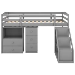 Twin Size Loft Bed With Multifunctional Movable Built-in Desk And Staircase-ModernLuxe 15 Twin Size Loft Bed With Multifunctional Movable Built-in Desk And Staircase-ModernLuxe -Northlight Store GUEST bb40fafc c23b 4a04 a07a 78528a707301