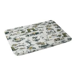 34"x21" The Whiskey Ginger Yellowstone National Park Travel Pattern Memory Foam Bath Mat Blue - Deny Designs