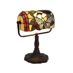 Tiffany Style Bankers Lamp With Butterfly Design (Includes LED Light Bulb) - Trademark Global -Northlight Store GUEST bc470588 9771 456a 9a17 3bea439a655c