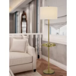62" Crofton Metal Floor Lamp With USB Ports And Drum Shade Antique Brass - Cal Lighting -Northlight Store GUEST bd9e186e d243 4242 90ef 764160523bdf