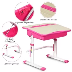 Costway Adjustable Children Study Desk Chair Set W/Winged Backrest Pink -Northlight Store GUEST be7a4caa ff26 4ed8 b453 d85e357534a7