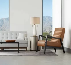 Possini Euro Design Kingston Modern Mid Century Table Lamp 32 3/4" Tall White Grooved Patterned Ceramic Taupe Drum Shade For Bedroom Living Room House -Northlight Store GUEST bece14fc 11c5 423a 8af6 4fc533542cb9