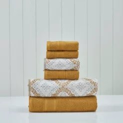 Modern Threads 6 Piece Cotton Jacquard Towel Set, Capri. -Northlight Store GUEST bf959c48 43ce 4249 8a25 09697b80d5fe