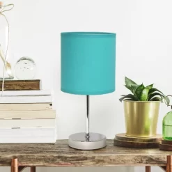 11.81" Traditional Petite Metal Stick Bedside Table Desk Lamp In Chrome With Fabric Shade Blue - Creekwood Home 13 11.81" Traditional Petite Metal Stick Bedside Table Desk Lamp In Chrome With Fabric Shade Blue - Creekwood Home -Northlight Store GUEST bfc8e182 8a21 472e a177 9b6d2d80ddc8
