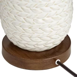 Possini Euro Design Kingston Modern Mid Century Table Lamp 32 3/4" Tall White Grooved Patterned Ceramic Taupe Drum Shade For Bedroom Living Room House -Northlight Store GUEST c12bed6b fcb9 4908 b096 45239dc2c14d