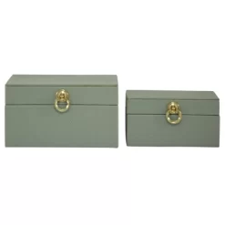 Set Of 2 Faux Shagreen Wood Box With Metal Ring Fixtures - Olivia & May -Northlight Store GUEST c2537679 32ea 44fe 9606 6e453edba72f
