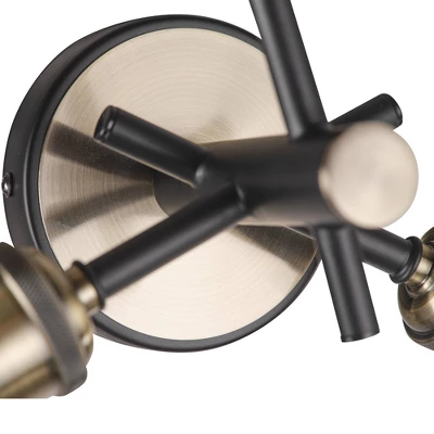 3-Light Shipka Flush Mount Ceiling Light With Antique Brass Accent Matte Black - Globe Electric 4 3-Light Shipka Flush Mount Ceiling Light With Antique Brass Accent Matte Black - Globe Electric - Image 2