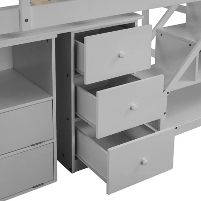 Twin Size Loft Bed With Multifunctional Movable Built-in Desk And Staircase-ModernLuxe 9 Twin Size Loft Bed With Multifunctional Movable Built-in Desk And Staircase-ModernLuxe - Image 7