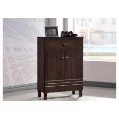 Felda Modern Shoe Cabinet With 2 Doors And Drawer - Dark Brown - Baxton Studio -Northlight Store GUEST c5ceb886 121d 4cec a8c9 d7917e5d920a