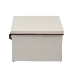 Household Essentials Square Storage Box With Lid Natural With Brown Trim -Northlight Store GUEST c74b7378 5632 4199 a4f8 8bd086386f5f