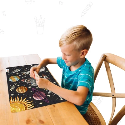 Merka Kids Wipeable Plastic Placemats For Dining Table - Ocean, Space, Jungle, Unicorns For Ages 2 And Up, Set Of 4 4 Merka Kids Wipeable Plastic Placemats For Dining Table - Ocean, Space, Jungle, Unicorns For Ages 2 And Up, Set Of 4 - Image 2