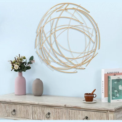 LuxenHome Gold Metal Abstract Swirl Round Wall Decor 5 LuxenHome Gold Metal Abstract Swirl Round Wall Decor - Image 3