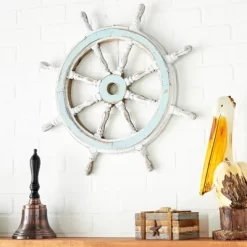 Wood Sail Boat Ship Wheel Wall Decor With Distressing Blue - Olivia & May 41 Wood Sail Boat Ship Wheel Wall Decor With Distressing Blue - Olivia & May -Northlight Store GUEST c9e9c3ab 883a 4caa b8a5 32c8fb12bcae