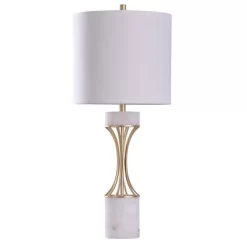 Abyaz Concave Metal Table Lamp With Marble Accent Drum Shade Gold - StyleCraft -Northlight Store GUEST ca2fdc6a 4208 4ccd b709 472c71c89180