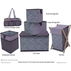 Bacati - Clouds In The City Mint//Gray Storage Box Large -Northlight Store GUEST ca7e52f8 943c 4af1 b7dd db8b6d387a3f