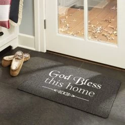 J&V TEXTILES "God Bless This Home" Outdoor Rubber Doormat 18" X 30"