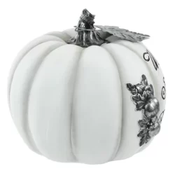 Northlight 8" White And Black "Warm Harvest Blessing" Pumpkin Fall Harvest Decoration -Northlight Store GUEST cade062a 59a8 4c1b 85f2 ff95ef06acfb