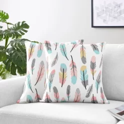 Coral & Turquoise Feather Throw Pillow - Sweet Jojo Designs -Northlight Store GUEST caf6e566 4f07 4d34 b03a 528eb0ed35e6