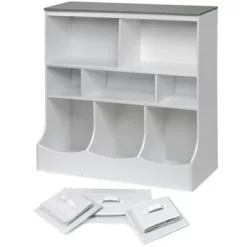 Combo Bin Storage Unit With Three Baskets - Solid White/Woodgrain Gray -Northlight Store GUEST cb84f84d aaab 46ba b684 60f536ed14d2