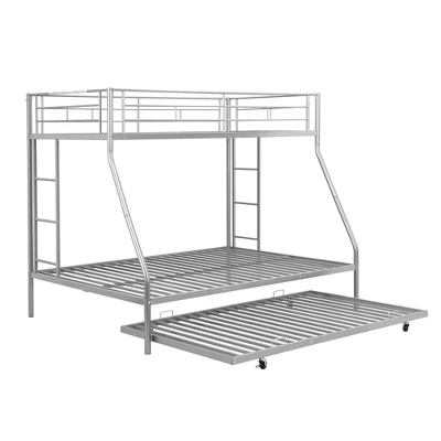 Twin Over Full Steel Bunk Bed With Twin Size Trundle Bed And Two-Side Ladders-ModernLuxe 6 Twin Over Full Steel Bunk Bed With Twin Size Trundle Bed And Two-Side Ladders-ModernLuxe - Image 4