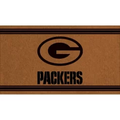 Evergreen Green Bay Packers Logo Turf Mat, Brown- 28 X 16 Inches Indoor Outdoor Doormat
