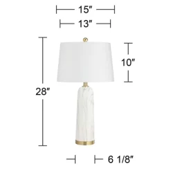 360 Lighting Maceao Modern Table Lamps 28" Tall Set Of 2 White Faux Marble Tapered Drum Shade For Bedroom Living Room Bedside Nightstand Office House 17 360 Lighting Maceao Modern Table Lamps 28" Tall Set Of 2 White Faux Marble Tapered Drum Shade For Bedroom Living Room Bedside Nightstand Office House -Northlight Store GUEST cdf0cf30 a45f 40ca 8b34 8ae2d0720a77