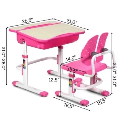 Costway Adjustable Children Study Desk Chair Set W/Winged Backrest Pink -Northlight Store GUEST ce650de9 5090 4307 bb61 42c11f203750
