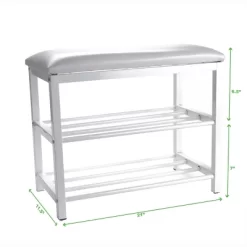 Mind Reader 3 Tier Shoe Bench, White -Northlight Store GUEST ceddd463 5324 4663 a7f5 585207c02315