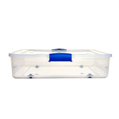 Homz 56 Qt Full/Queen Underbed Clear Plastic Latching Storage Container 4 Homz 56 Qt Full/Queen Underbed Clear Plastic Latching Storage Container - Image 2