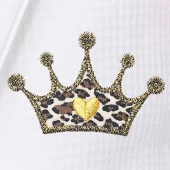 Waffle Terry Bathrobe With Cheetah Crown Design - Linum Home Textiles