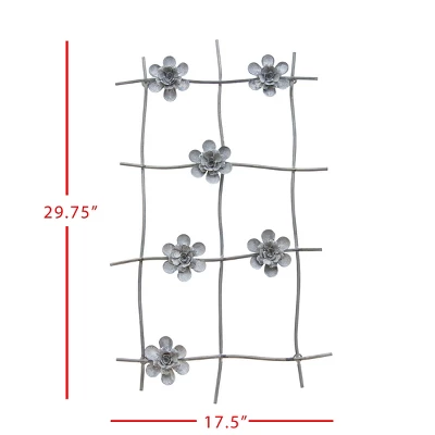 Flower Gray Metal Wall Art - Foreside Home & Garden 7 Flower Gray Metal Wall Art - Foreside Home & Garden - Image 5