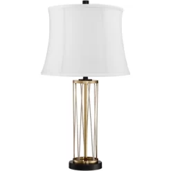 360 Lighting Nathan Modern Table Lamps 25 1/2" High Set Of 2 Gold Metal With USB Charging Ports White Drum Shade For Bedroom Living Room Home Desk -Northlight Store GUEST d323a40b ba9c 4555 9c3f a92f193885c5