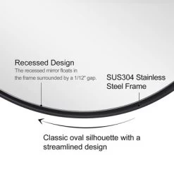 ANDY STAR Modern Decorative 24 X 36 Inch Oval Wall Mounted Hanging Bathroom Vanity Mirror With Stainless Steel Metal Frame, Matte Black -Northlight Store GUEST d401d512 ad19 4c7c a962 4284cb5be063