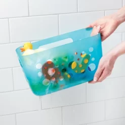 MDesign Kids Suction Wall Mounted Storage Basket For Bathroom, Small - Aqua Blue 12 MDesign Kids Suction Wall Mounted Storage Basket For Bathroom, Small - Aqua Blue -Northlight Store GUEST d4921be1 1e4e 42c9 8e35 fa2dbcf423df