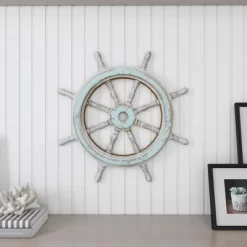 Wood Sail Boat Ship Wheel Wall Decor With Distressing Blue - Olivia & May 39 Wood Sail Boat Ship Wheel Wall Decor With Distressing Blue - Olivia & May -Northlight Store GUEST d496b8fb 5187 4b26 aec7 26da01aa8cca