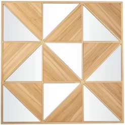 Wood Geometric Triangle Mirrored Wall Decor Light Brown - Novogratz