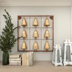 Metal Bell Square Frame Wall Decor Brass - Olivia & May -Northlight Store GUEST d56689fa 530d 4363 a4e7 dee24f648057
