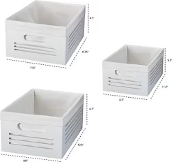 Creative Scents Wooden Storage White Bins - Set Of 3 (Small, Medium, Large) -Northlight Store GUEST d68cc506 63e6 48de b50f 6a2a0ea8424d
