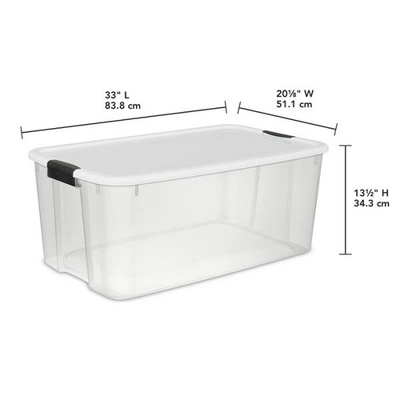 Sterilite Storage System Solution With 116 Quart Clear Stackable Storage Box Organization Containers With White Latching Lid 4 Sterilite Storage System Solution With 116 Quart Clear Stackable Storage Box Organization Containers With White Latching Lid - Image 2