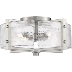 Possini Euro Design Prane Modern Industrial Ceiling Light Semi Flush Mount Fixture 17" Wide Brushed Nickel 4-Light Warped Glass For Bedroom Kitchen -Northlight Store GUEST d6d6f1d6 17f5 40d9 8e0f cceec1010e0d