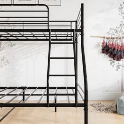 Twin-Over-Full Metal Bunk Bed With Ladder And Enhanced Upper-Level Guardrail, Black-ModernLuxe -Northlight Store GUEST d705b433 6745 4bc7 bd87 53dcc52e3056