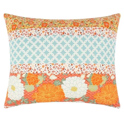 Barefoot Bungalow Carlie Floral Pinstripe With Dainty Scrolling Embellishments Sham Standard 20"x26" Calico Stripe 3 Barefoot Bungalow Carlie Floral Pinstripe With Dainty Scrolling Embellishments Sham Standard 20"x26" Calico Stripe